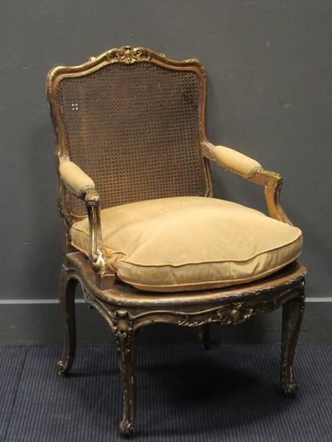 Lot 352 - A carved gilt frame fauteuil armchair, 95 x 64...