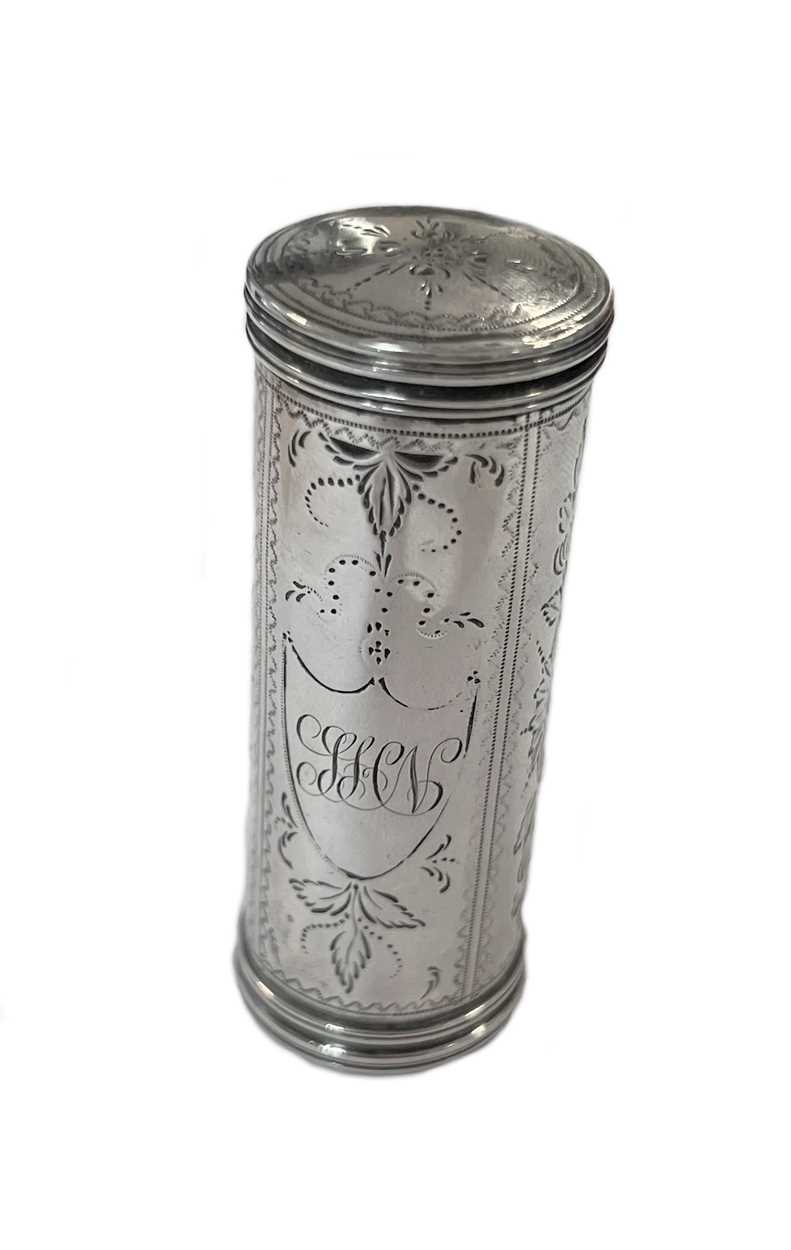 Lot 390 - A rare George III 18th century silver nutmeg grater, mark of Peter & Jonathan Bateman