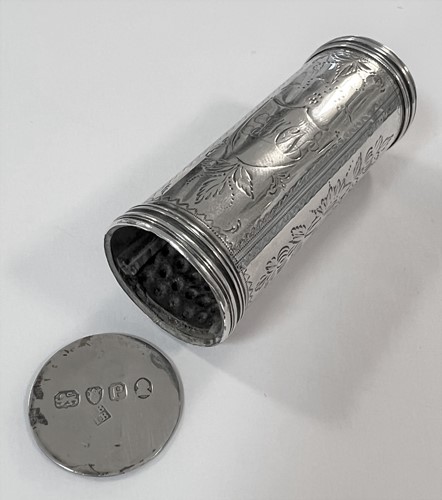Lot 390 - A rare George III 18th century silver nutmeg grater, mark of Peter & Jonathan Bateman