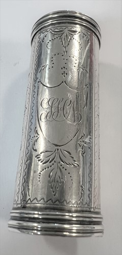 Lot 390 - A rare George III 18th century silver nutmeg grater, mark of Peter & Jonathan Bateman