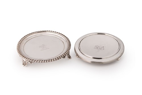 Lot 476 - A George III silver wine funnel stand, and another example