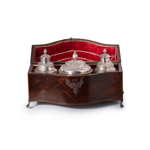 Lot 463 - A cased pair of George II silver tea caddies and bowl