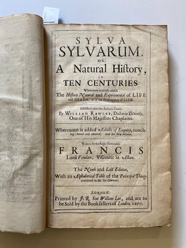 Lot 79 - BACON (Sir Francis) Sylva Sylvarum, 9th...