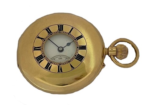 Lot 320 - Dent, London - A late 19th century 18ct gold half hunter pocket watch