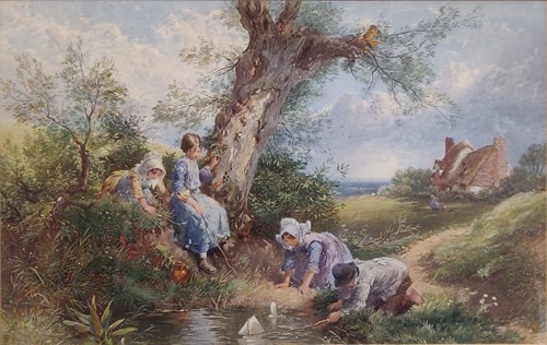 Lot 271 - After Birket Foster Children Playing with Pond...