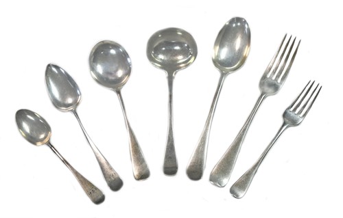 Lot 483 - A 49-piece harlequin set of 19th century and later silver flatware