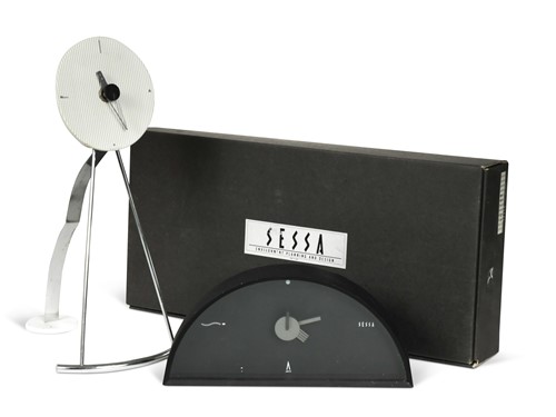 Lot 184 - Takashi Kato for Sessa, two easel back desk clocks