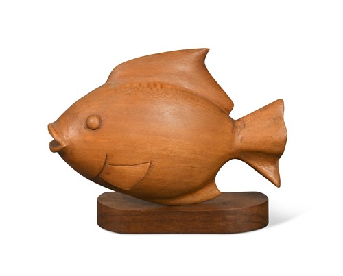 Lot 124 - A Danish teak carved model of a fish in profile