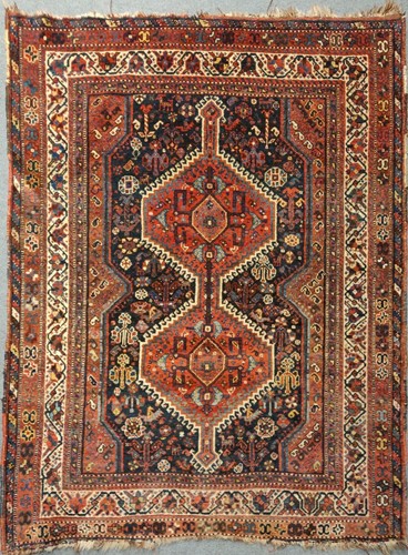 Lot 5 - A Qashqai double pole medallion rug 193 x 158cm