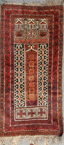 Lot 21 - Two similar Belouchi prayer rugs,142 x 77cm,...