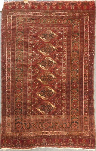 Lot 25 - A part silk and cotton Turkman Kizil Ayak, 163...