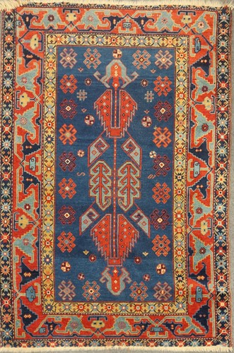 Lot 36 - A Kazak style blue ground rug, 155 x 103cm