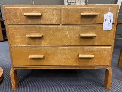Lot 259 - Alvar Aalto (1898-1976) for Finmar, a rare birch veneered chest of drawers