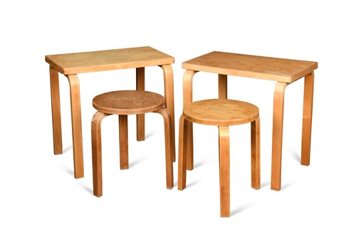Lot 255 - Alvar Aalto (1898-1976), a pair of model 60 stacking stools