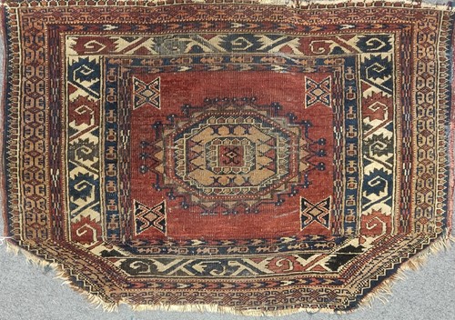 Lot 49 - An unusual Turkmen bagface and a pair of...