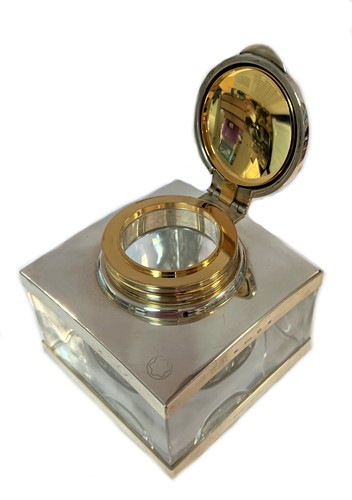 Lot 437 - Montblanc - A Swiss silver and lead crystal inkwell