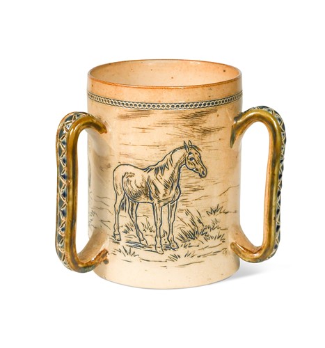 Lot 52 - Hannah Barlow for Doulton Lambeth, a stoneware tyg, 1876