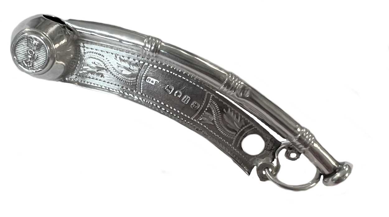 Lot 423 - A Victorian silver Royal Navy bosun's whistle