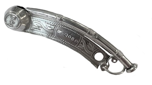 Lot 423 - A Victorian silver Royal Navy bosun's whistle