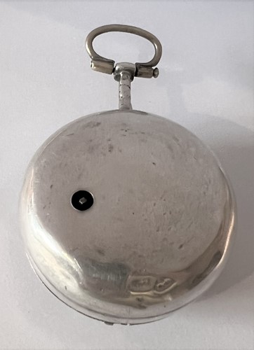 Lot 284 - May, London - An 18th century Sterling silver pair cased pocket watch