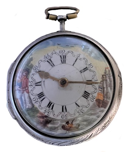 Lot 284 - May, London - An 18th century Sterling silver pair cased pocket watch