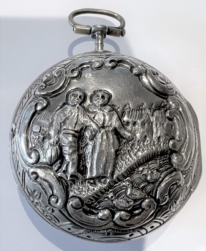 Lot 284 - May, London - An 18th century Sterling silver pair cased pocket watch