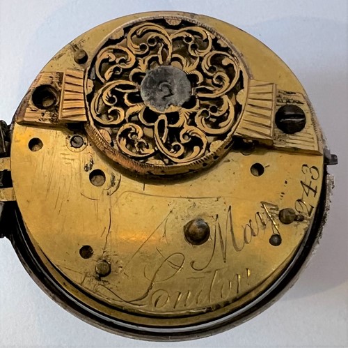 Lot 284 - May, London - An 18th century Sterling silver pair cased pocket watch