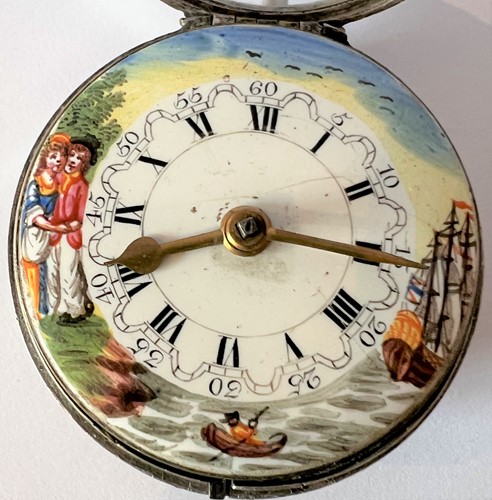 Lot 284 - May, London - An 18th century Sterling silver pair cased pocket watch
