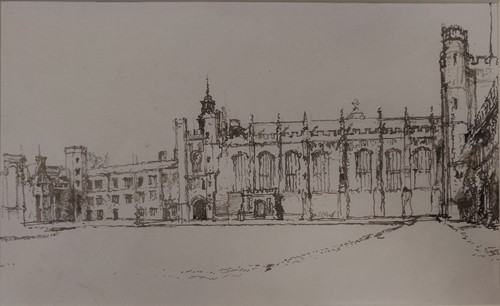 Lot 281 - Raymond T Cowern, Trinity Great Court, ink, 17....