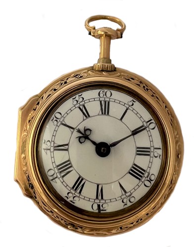 Lot 290 - Robert Higgs, London - A mid 18th century quarter repeating pair cased pocket watch