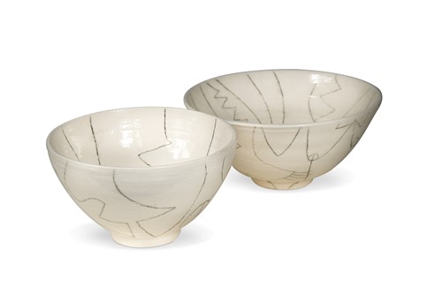 Lot 91 - Tony "Doc" Shiels (1938-), two footed porcelain bowls