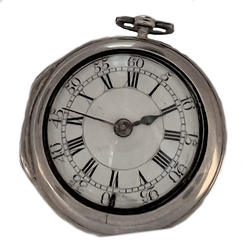 Lot 288 - Jno. Dickin, Bath - An 18th century Sterling silver pair cased pocket watch