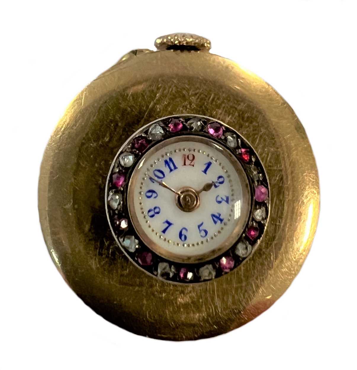 Lot 316 - J. Pourrat et Fils, Genève - A rare Swiss 18ct gold gem set lapel watch