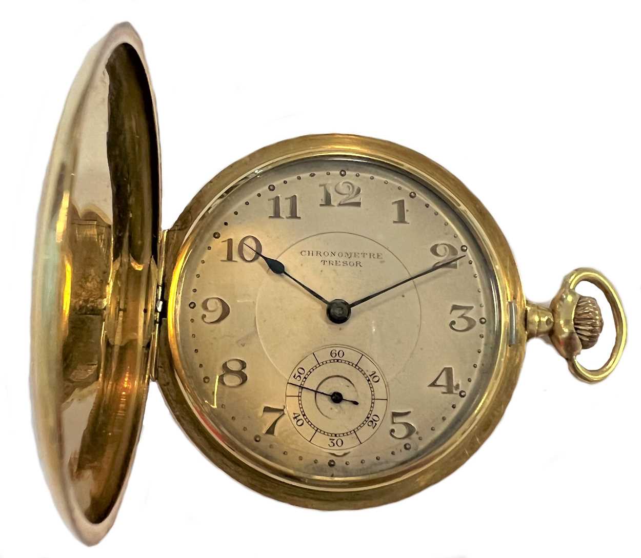 Lot 300 - Tresor, Paris - A Swiss made 18ct gold full hunter pocket watch