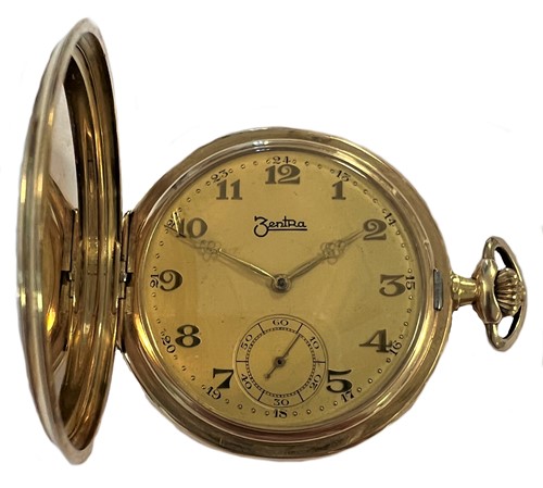 Lot 304 - ZentRa, Berlin - A Swiss made 14ct gold full hunter pocket watch