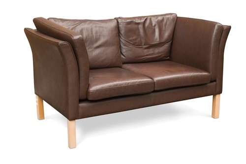 Lot 275 - Hurup Mobler, a Danish brown leather two-seat sofa