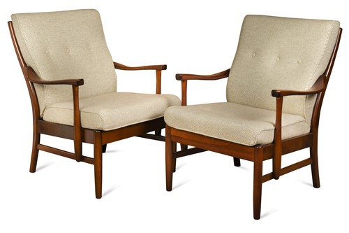 Lot 301 - A pair of Danish mid-century elbow chairs