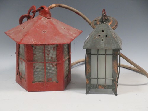 Lot 119 - Two Arts & Crafts lanterns, largest 23cm high