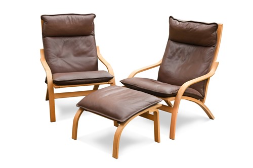 Lot 307 - Mogens Hansen, a pair of MH 101 lounge chairs and footstools