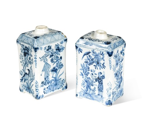 Lot 283 - A pair of Dutch Delft tea cannisters, 19th century