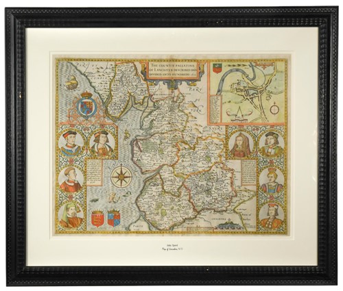 Lot 53 - John Speed Lancashire, hand coloured engraved...