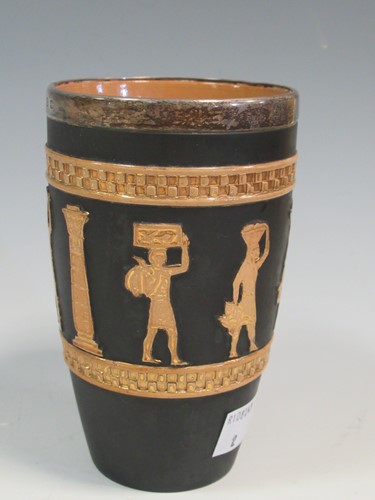 Lot 92 - A Doulton Lambeth stoneware vase with Egyptian...