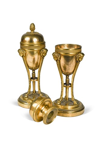 Lot 498 - A pair of French gilt bronze cassolettes, 19th century