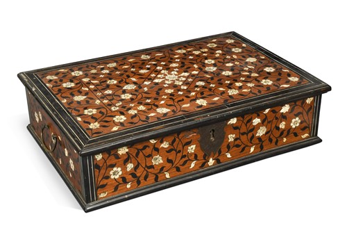 Lot 484 - An Anglo-Indian ebony and ivory inlaid box, Vizagapatam, 18th or early 19th century