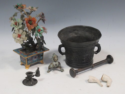 Lot 127 - A 17th century style bronze pestle and mortar,...