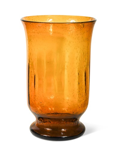 Lot 9 - In the manner of Whitefriars, a large amber glass hurricane lamp