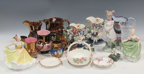 Lot 108 - A collection of copper lustre ware jugs, with...