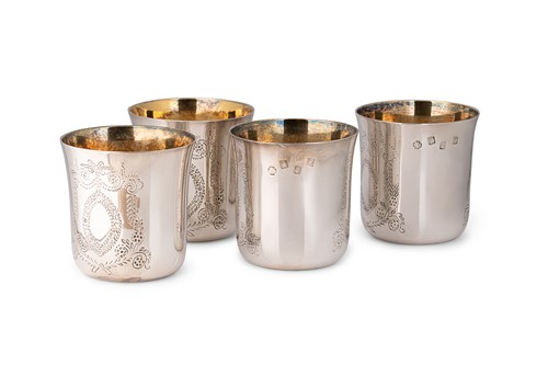 Lot 541 - Dublin - A set of four mid 20th century silver water tumblers