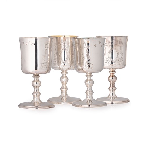 Lot 540 - Dublin - A set of four mid 20th century silver goblets