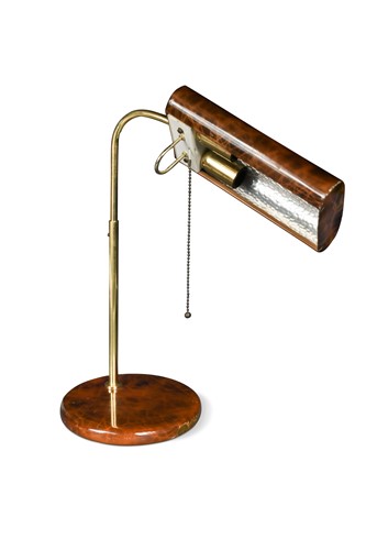 Lot 168 - A mid-century brass and enamel desk lamp